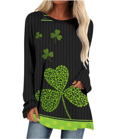 St Patricks Day Shirt Women Lucky Clover Print Tunic Tops to Wear with Leggings Irish Gift Shamrock Graphic Tees A6-black~st ...