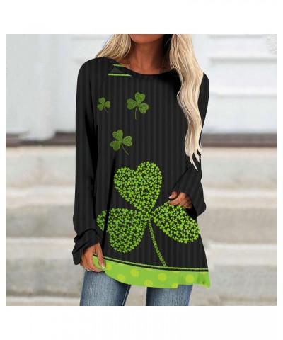 St Patricks Day Shirt Women Lucky Clover Print Tunic Tops to Wear with Leggings Irish Gift Shamrock Graphic Tees A6-black~st ...