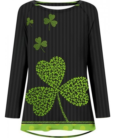 St Patricks Day Shirt Women Lucky Clover Print Tunic Tops to Wear with Leggings Irish Gift Shamrock Graphic Tees A6-black~st ...