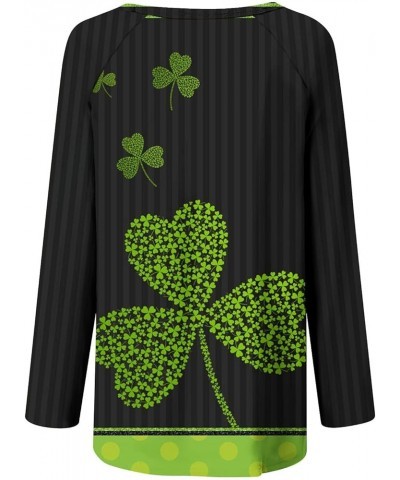 St Patricks Day Shirt Women Lucky Clover Print Tunic Tops to Wear with Leggings Irish Gift Shamrock Graphic Tees A6-black~st ...