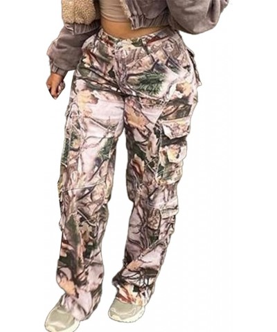 Camo Pants Women Mid Waist Straight Leg Baggy Camouflage Cargo Pants Streetwear Trousers 03camo $20.58 Pants