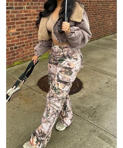 Camo Pants Women Mid Waist Straight Leg Baggy Camouflage Cargo Pants Streetwear Trousers 03camo $20.58 Pants