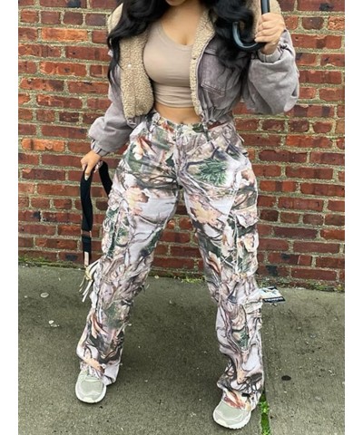 Camo Pants Women Mid Waist Straight Leg Baggy Camouflage Cargo Pants Streetwear Trousers 03camo $20.58 Pants