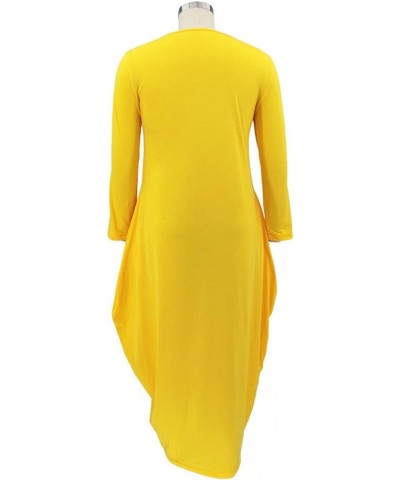 Women's Faith Maxi Dresses Plus Size Oversize Causal Loose Long Sleeve Faith Long Dresses from L-5XL Yellow $9.43 Dresses