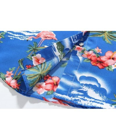 Hawaiian Shirts for Women Flamingo Shirt Tropical Shirts for Women Summer Casual Short Sleeve Sapphire Blue $15.38 Blouses