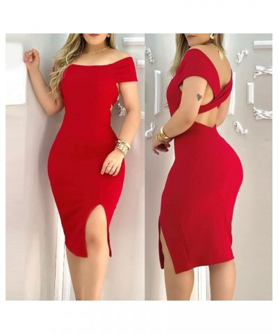 Cocktail Dresses for Women 2023 Wedding Guest Elegant One Shoulder Dresses Bodycon Formal Dresses for Evening Party G-red $14...