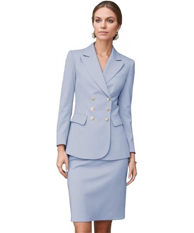 Women's Business Suit 2 Pieces Solid Blazer Skirt Slim Fit Lady Suit Set for Office Work Lavender $40.69 Suits