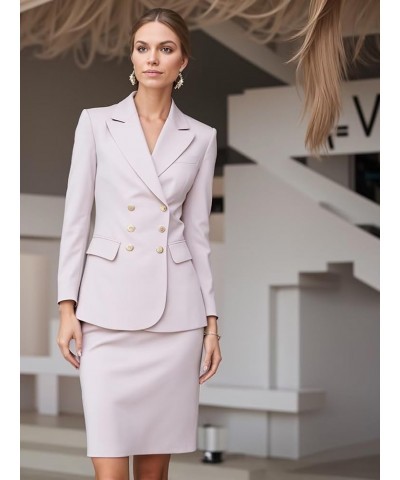 Women's Business Suit 2 Pieces Solid Blazer Skirt Slim Fit Lady Suit Set for Office Work Lavender $40.69 Suits