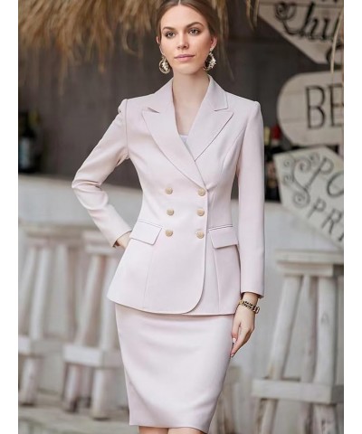 Women's Business Suit 2 Pieces Solid Blazer Skirt Slim Fit Lady Suit Set for Office Work Lavender $40.69 Suits