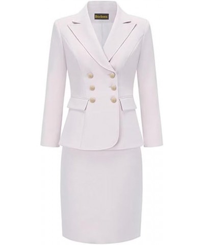 Women's Business Suit 2 Pieces Solid Blazer Skirt Slim Fit Lady Suit Set for Office Work Lavender $40.69 Suits