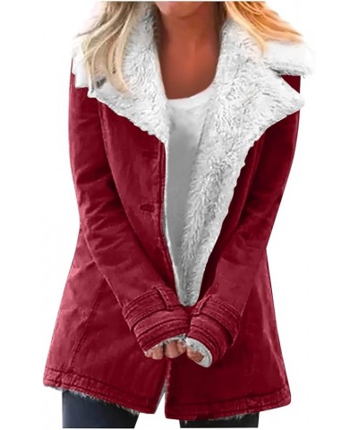 RMXEi jackets for women fashion 2022 Womens Fashion Soild Winter Loose Plush Long Sleeve Zipper Pocket Hooded Coat Cv023-wine...