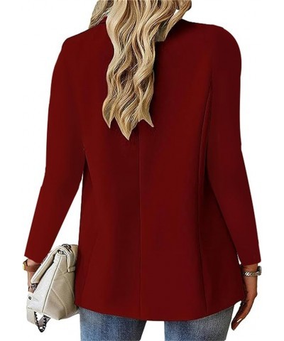 Women Blazers for Work Casual Long Sleeve Blazer Button Down Blazer Jacket Solid Lapel Suite Jacket with Pockets A-wine Red $...