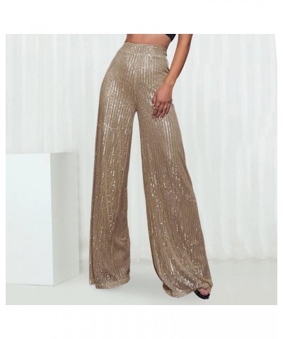 Sequin Pants Women,Women's Glitter Sequin Loose Pants Bling Party Clubwear Elastic Casual Sparkly Bell Bottom Pants Y1-rose G...