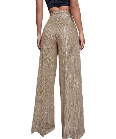 Sequin Pants Women,Women's Glitter Sequin Loose Pants Bling Party Clubwear Elastic Casual Sparkly Bell Bottom Pants Y1-rose G...