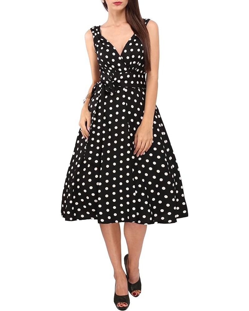 Women's Plus Size Dresses Polka Dot Printed Retro Rockabilly 40s and 50s Vintage Bridesmaid Dresses Black $16.19 Dresses