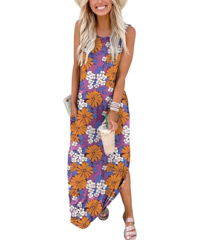 Women's Casual Loose Sundress Long Dress Sleeveless Split Maxi Dresses Summer Beach Dress with Pockets Floral 04 $16.72 Dresses