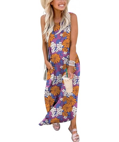 Women's Casual Loose Sundress Long Dress Sleeveless Split Maxi Dresses Summer Beach Dress with Pockets Floral 04 $16.72 Dresses