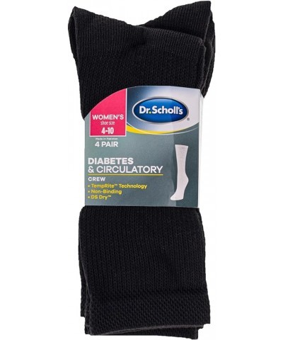 Women's Diabetes & Circulator Socks-4 & 6 Pair Packs-Non-Binding Moisture Management Black - Crew (4 Pairs) $9.88 Socks