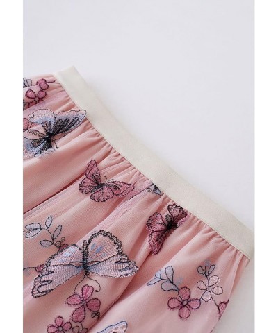 Women's Caramel/Dusty Blue/White/Black 3D Posy Double-Layered Mesh Midi Skirt Pink-colorful 3d Butterfly $26.49 Skirts