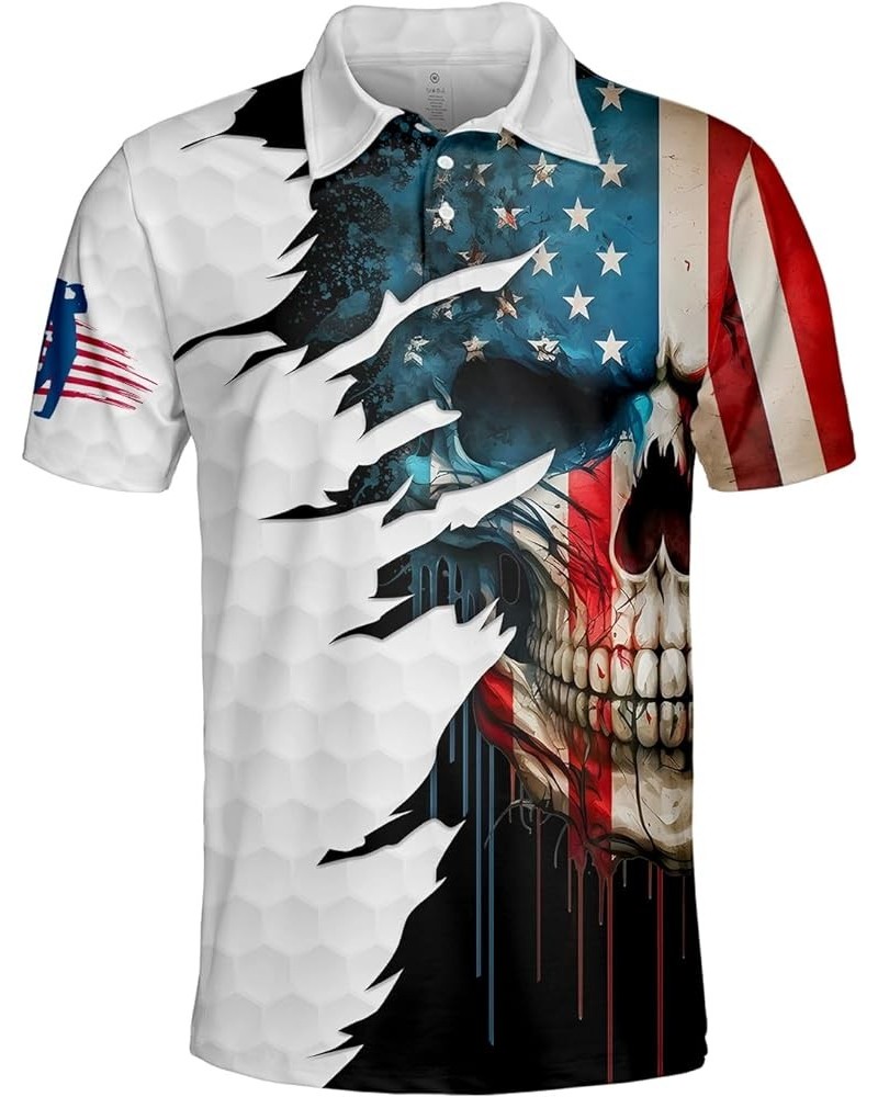 One Nation Under God American Flag Jesus Christian Patriotic Men's Polo Shirt - 4th of July 1776 US Eagle Golf Polos for Men ...