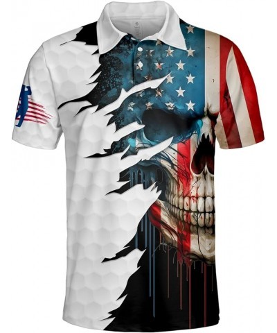 One Nation Under God American Flag Jesus Christian Patriotic Men's Polo Shirt - 4th of July 1776 US Eagle Golf Polos for Men ...