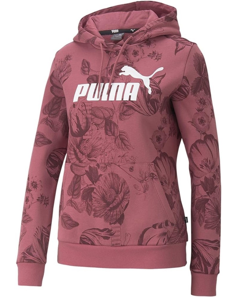 Women's Essentials+ Frozen Flower All Over Print Hoodie Red $15.10 Activewear