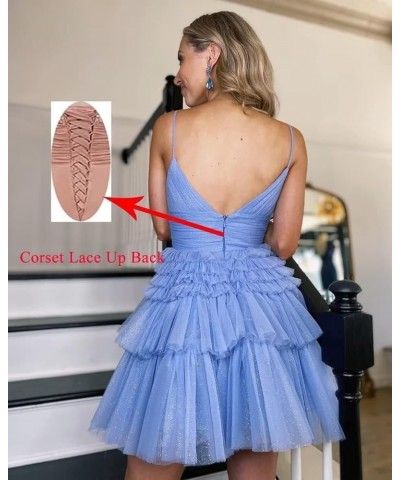 Junior's Short Homecoming Dresses V Neck Tulle Ball Gown Short Prom Graduation Dress LNL031 Z-royal Blue $25.85 Dresses