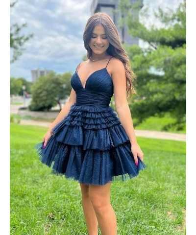 Junior's Short Homecoming Dresses V Neck Tulle Ball Gown Short Prom Graduation Dress LNL031 Z-royal Blue $25.85 Dresses