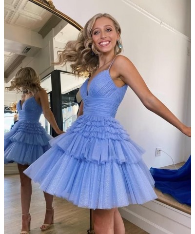 Junior's Short Homecoming Dresses V Neck Tulle Ball Gown Short Prom Graduation Dress LNL031 Z-royal Blue $25.85 Dresses