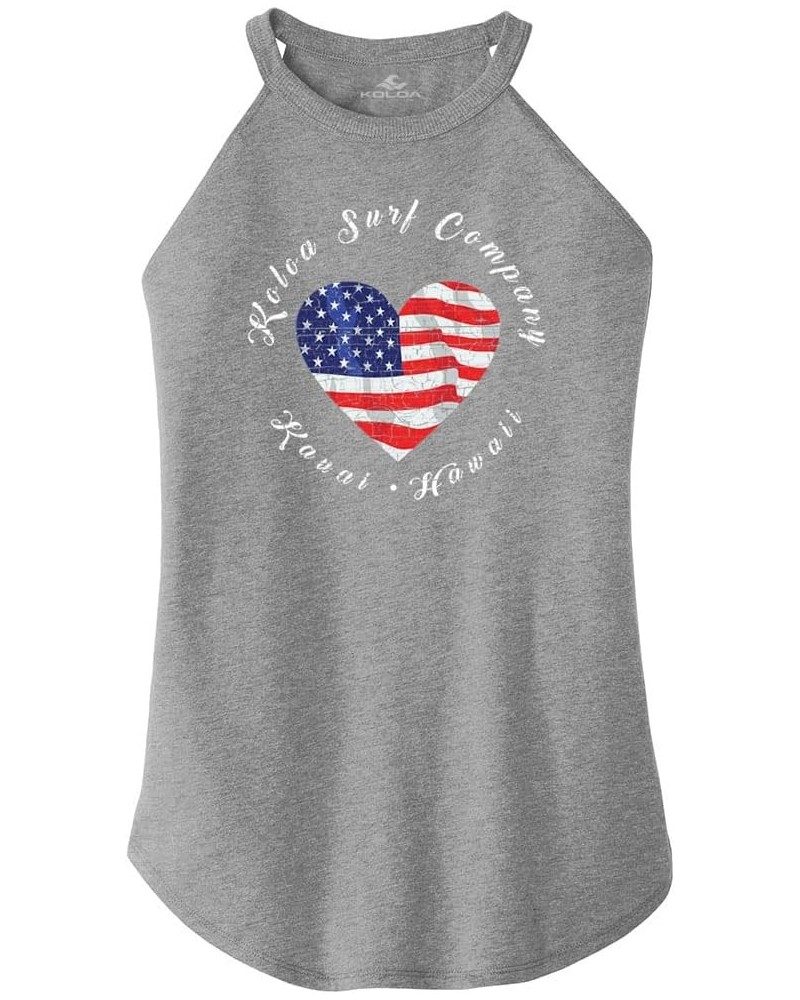 Ladies Fourth of July Rocker Tank Patriotic Collection Grey Frost / Heart Flag Logo $13.80 Tanks