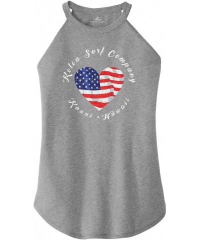 Ladies Fourth of July Rocker Tank Patriotic Collection Grey Frost / Heart Flag Logo $13.80 Tanks