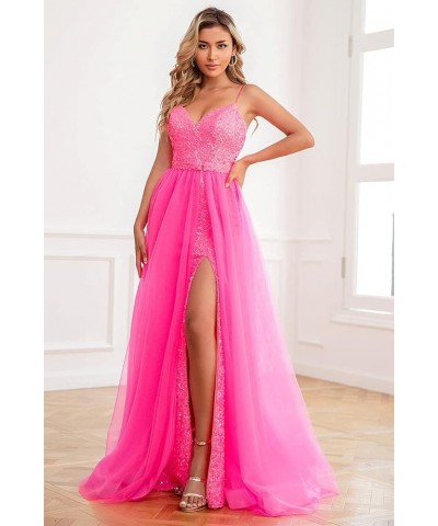 Sexy Mermaid Sequin Prom Dresses with Slit V Neck Formal Dresses Spaghetti Party Gowns with Detachable Train WZY69 Blush Pink...