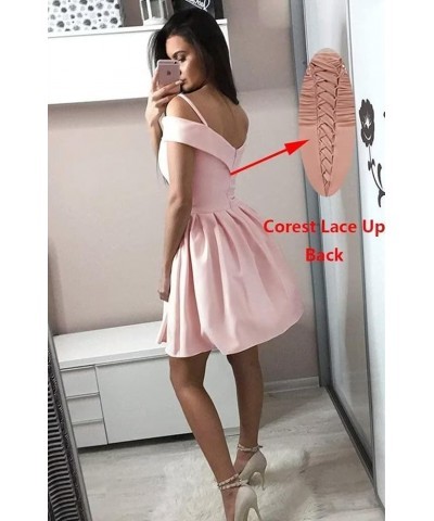 Women's Cold Shoulder Satin Homecoming Dresses for Teens Short V-Neck Formal Gowns with Pockets Mint $22.00 Dresses