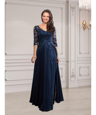 Long Chiffon Mother of The Bride Dresses for Wedding 3/4 Sleeves Lace Appliques Formal Evening Gown Taupe $39.10 Dresses