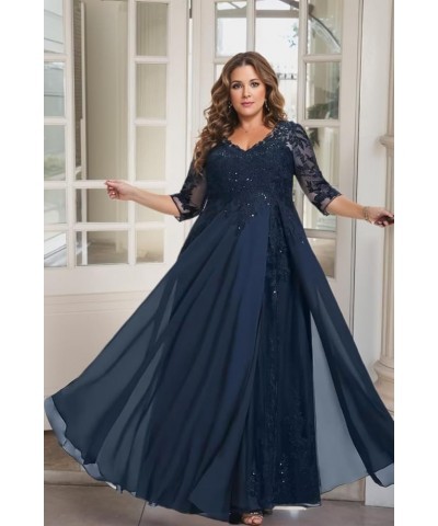 Long Chiffon Mother of The Bride Dresses for Wedding 3/4 Sleeves Lace Appliques Formal Evening Gown Taupe $39.10 Dresses