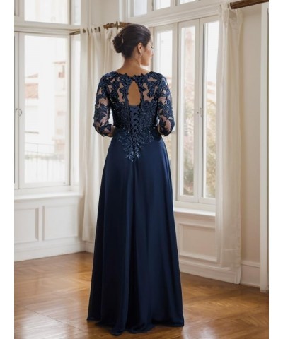 Long Chiffon Mother of The Bride Dresses for Wedding 3/4 Sleeves Lace Appliques Formal Evening Gown Taupe $39.10 Dresses