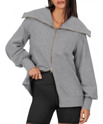 Womens Zip Up Sweatshirt Oversized Hoodies Sweater Cute Casual Outfits Top 2024 Fall Winter Jacket Trendy Clothes 15_ Grey $2...