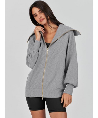 Womens Zip Up Sweatshirt Oversized Hoodies Sweater Cute Casual Outfits Top 2024 Fall Winter Jacket Trendy Clothes 15_ Grey $2...