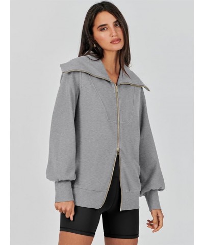 Womens Zip Up Sweatshirt Oversized Hoodies Sweater Cute Casual Outfits Top 2024 Fall Winter Jacket Trendy Clothes 15_ Grey $2...