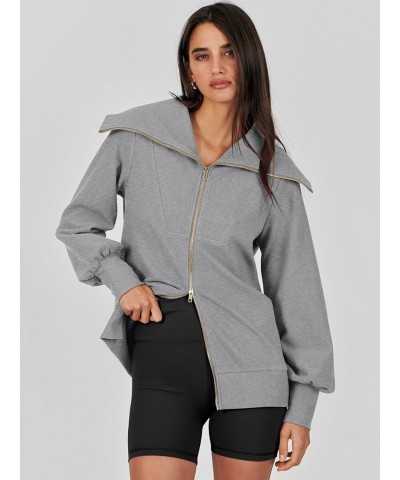 Womens Zip Up Sweatshirt Oversized Hoodies Sweater Cute Casual Outfits Top 2024 Fall Winter Jacket Trendy Clothes 15_ Grey $2...