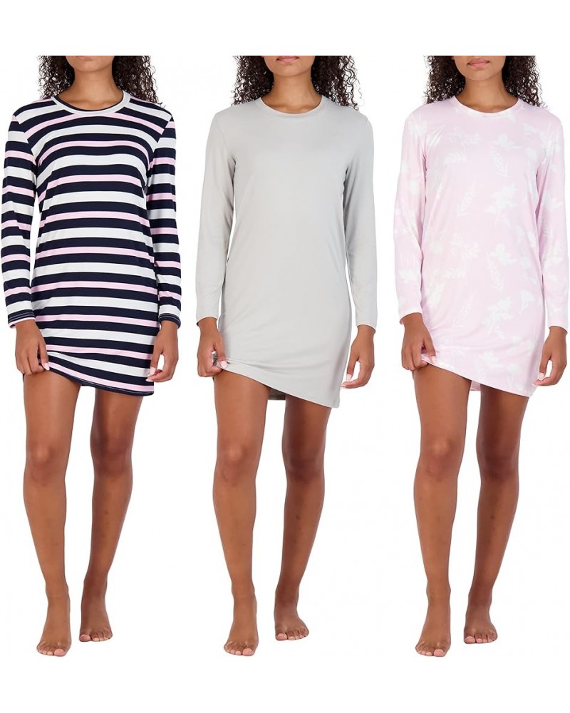 3 Pack: Women's Nightshirt Long Sleeve Ultra-Soft Print Nightgown Sleep Dress (Available In Plus Size) Standard Set 3 $20.50 ...