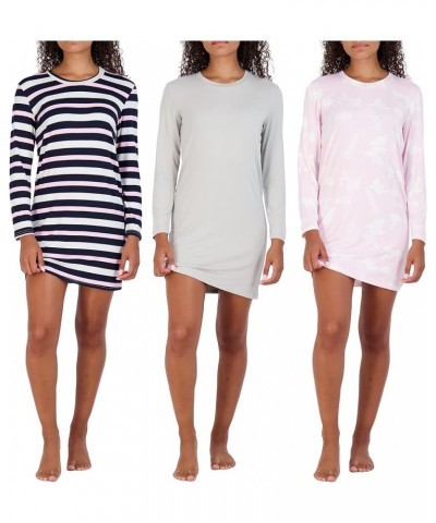 3 Pack: Women's Nightshirt Long Sleeve Ultra-Soft Print Nightgown Sleep Dress (Available In Plus Size) Standard Set 3 $20.50 ...