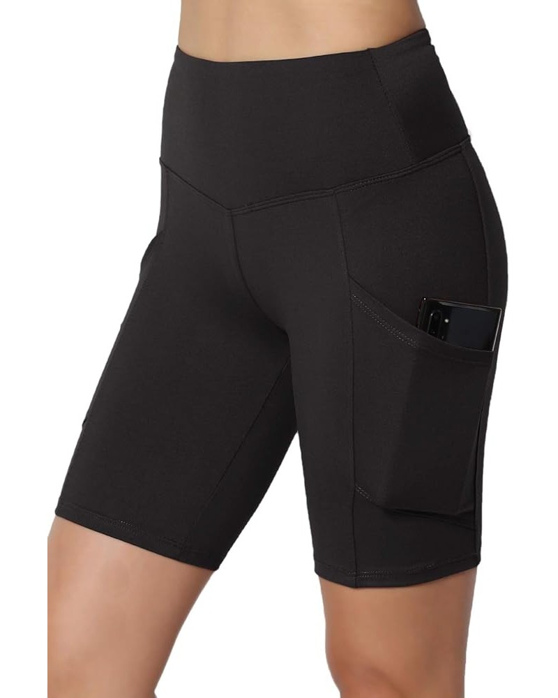 S~3X Brushed Microfiber Tummy Control Side Pocket Biker Short Leggings Black $11.69 Activewear