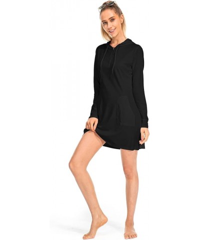 Women's UPF 50+ Cover-Up Dresses Beach SPF Long Sleeve Shirt Sun Protection Hiking Beach Running Fishing Hoodie 1 Black $12.4...