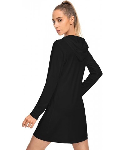 Women's UPF 50+ Cover-Up Dresses Beach SPF Long Sleeve Shirt Sun Protection Hiking Beach Running Fishing Hoodie 1 Black $12.4...