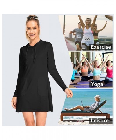 Women's UPF 50+ Cover-Up Dresses Beach SPF Long Sleeve Shirt Sun Protection Hiking Beach Running Fishing Hoodie 1 Black $12.4...