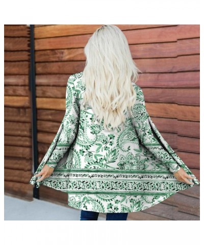 Lightweight Cardigans For Women,Women's Fashion Vintage Print Coat Long Sleeve Elegant Mid Length Plus Size Tops 01-green $7....