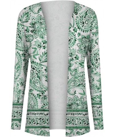 Lightweight Cardigans For Women,Women's Fashion Vintage Print Coat Long Sleeve Elegant Mid Length Plus Size Tops 01-green $7....