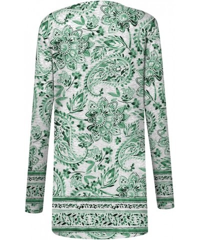 Lightweight Cardigans For Women,Women's Fashion Vintage Print Coat Long Sleeve Elegant Mid Length Plus Size Tops 01-green $7....