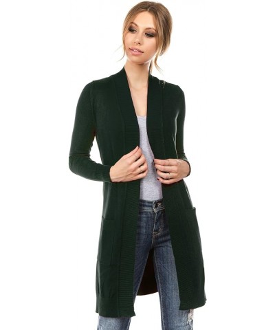 Women's Long Sleeve Sweater Duster Cardigan Olive $14.71 Sweaters